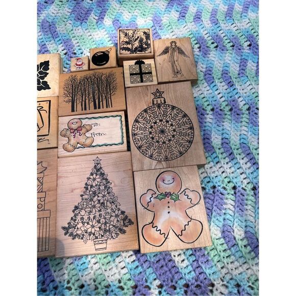Vintage Rubber Christmas Stamp Lot of 13 - Picture 3 of 12